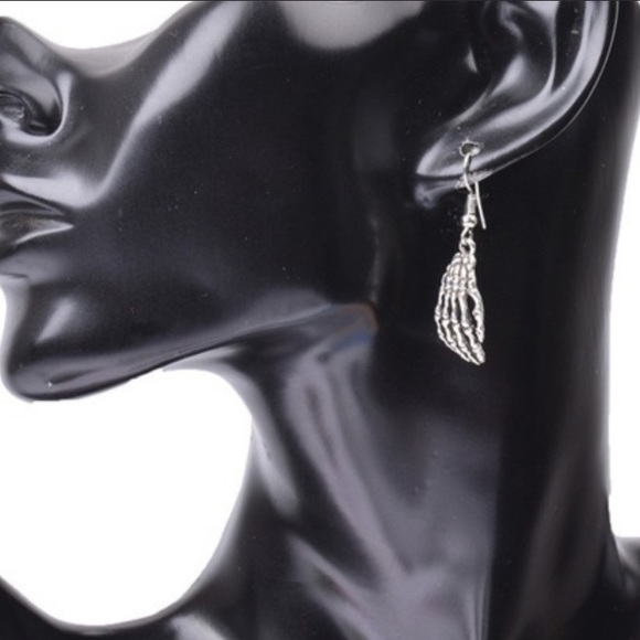 Boney Silver Skeleton Earrings - Picture 2 of 4